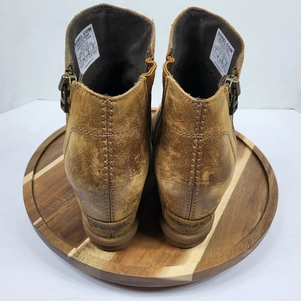 Sorel Joan of Arctic Wedge II Women 8 Brown Good Leather Waterproof NL3766-242